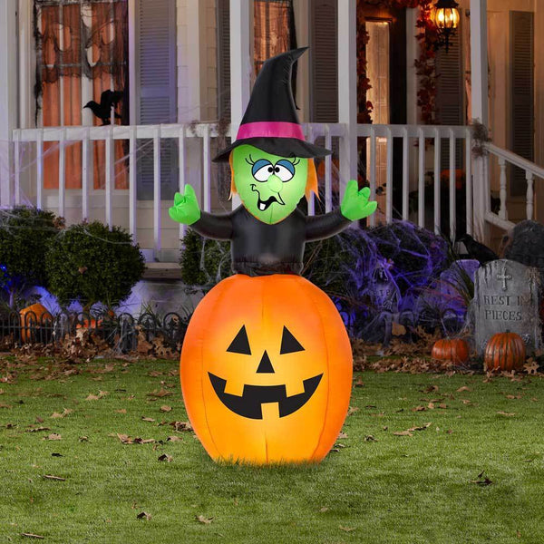 5.5' Airblown® Animated Inflatable Witch in Pumpkin