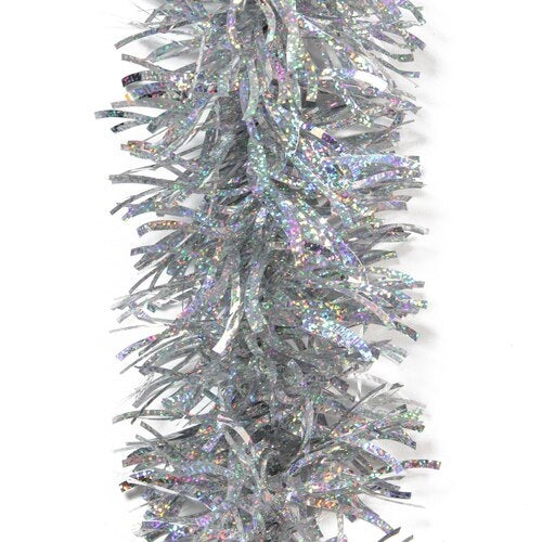12' Holographic Silver Wave Tinsel Garland | Holographic Decorations