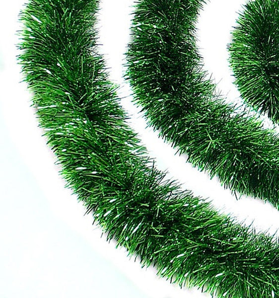 Green Tinsel Christmas Garland | Shiny Christmas Tinsel Garlands