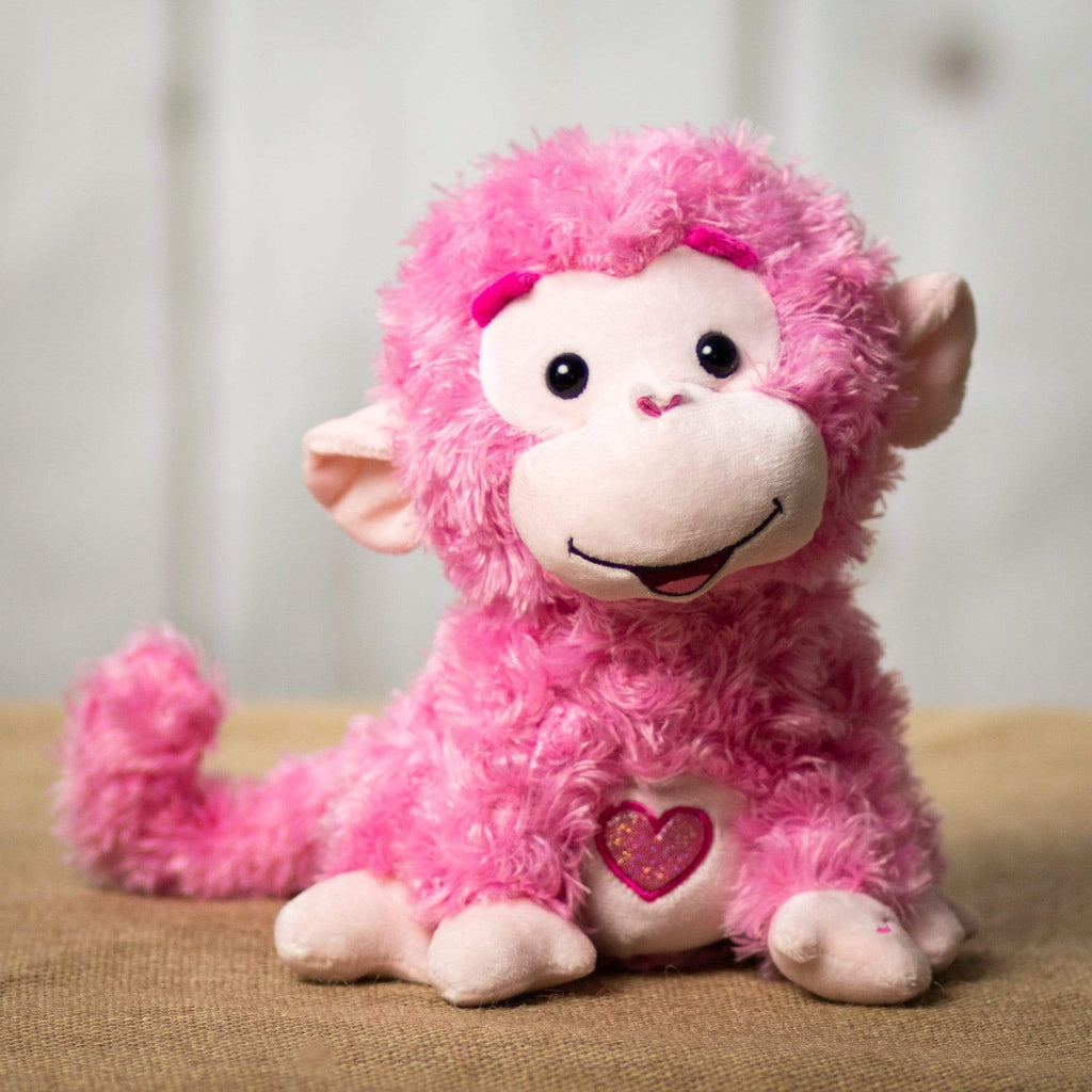stuffed pink monkey