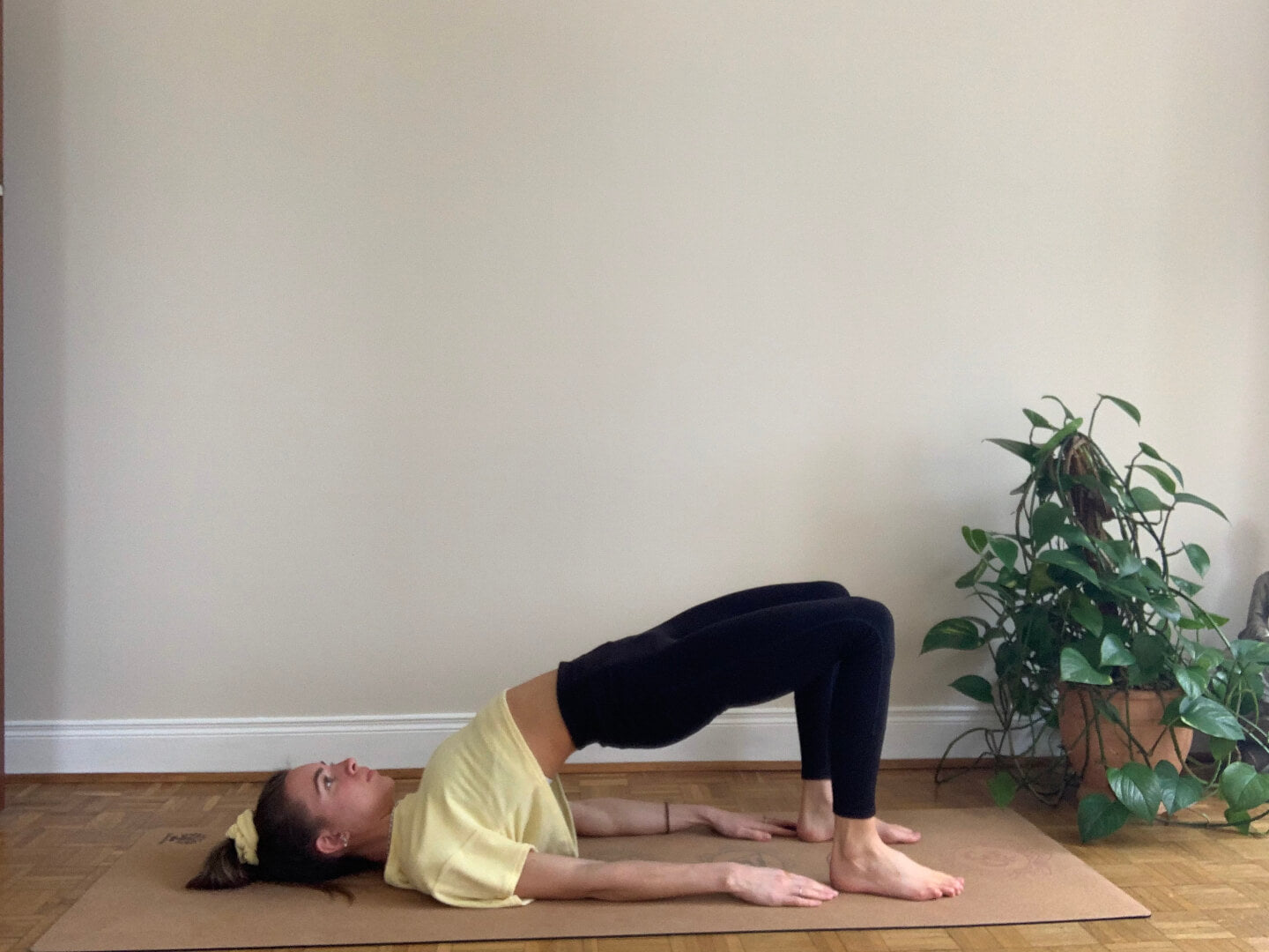 Amy Nevins demonstrating bridge pose