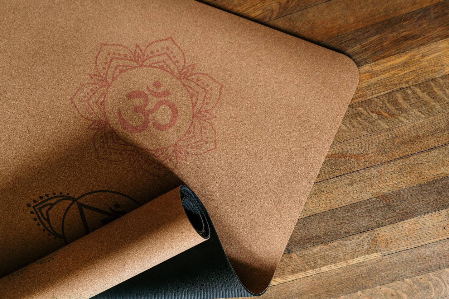 Cork yoga mat with chakras