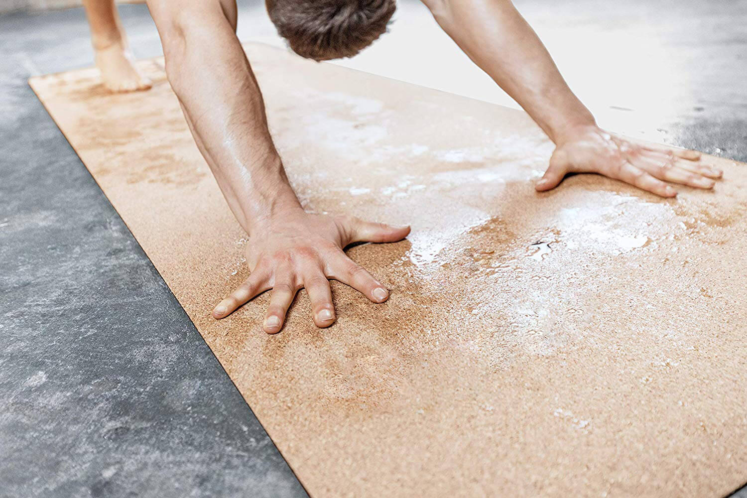 Grip and texture on cork yoga mat