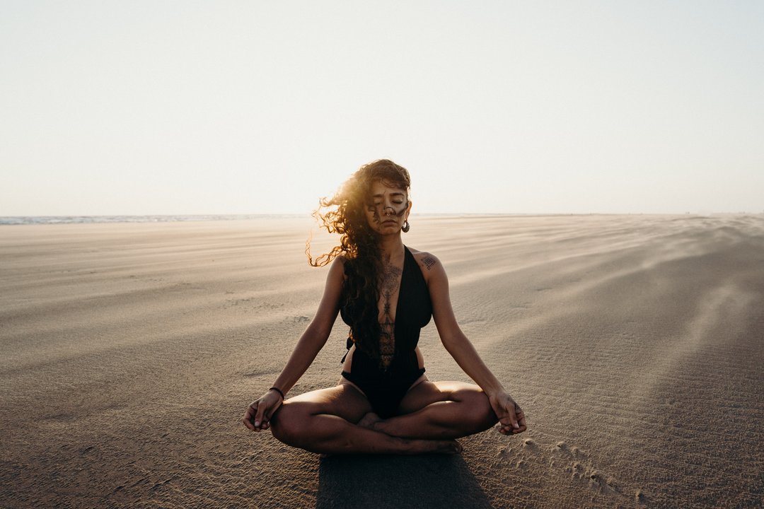 Breathing exercises on the beach