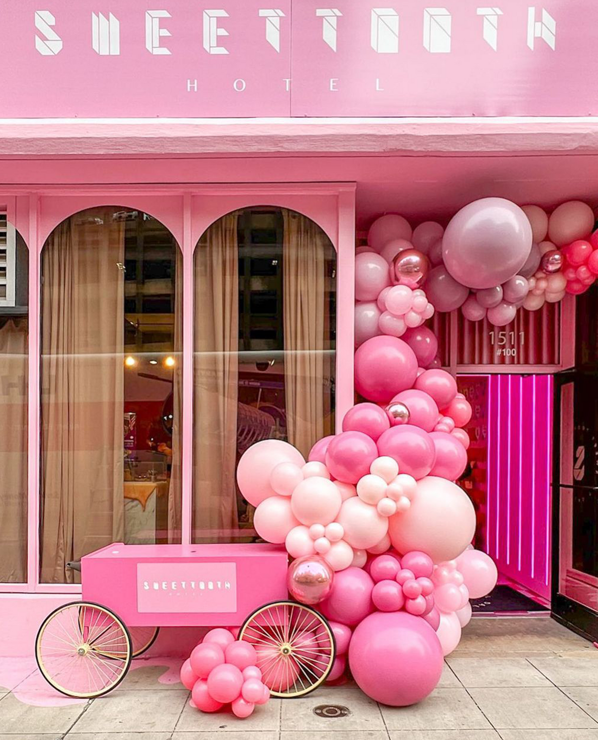 Sweet Tooth Hotel Facade with balloons