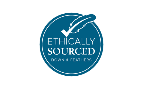 Ethically sourced feather and down logo