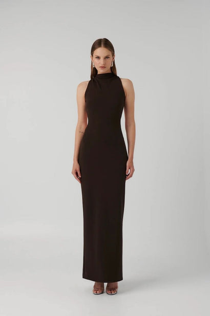 MACloth Straps High Neck Satin Hi-Lo Prom Dress Plus Size Black Evenin
