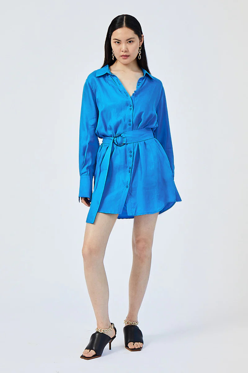 Suboo - Hannah Oversized Mini Shirt Dress - Lapis Blue | All The Dresses