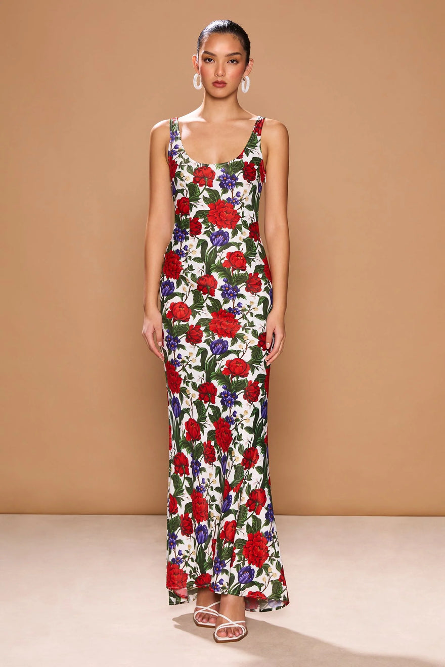 Sonya - Capri Dress - Rosa Blu Peonies Print | All The Dresses