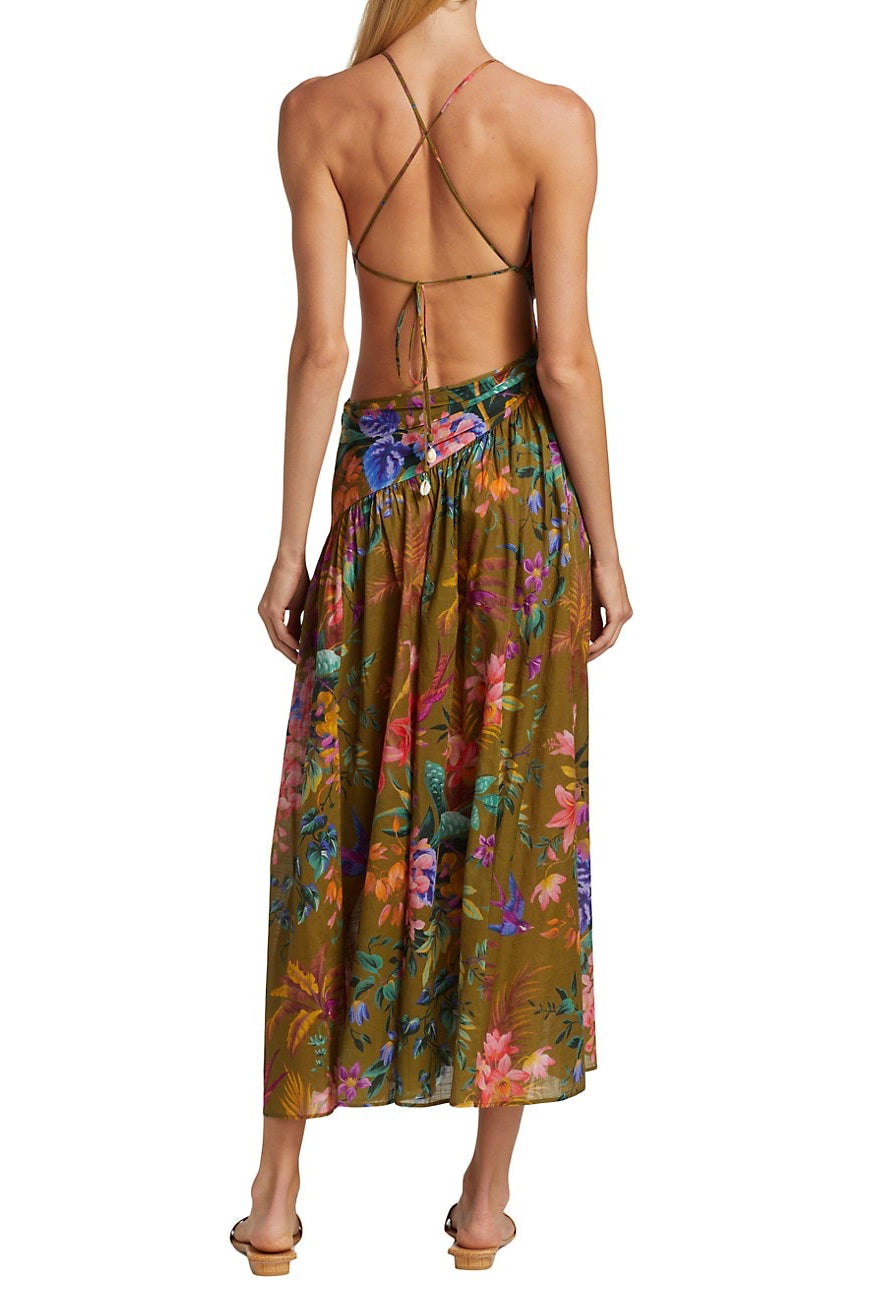 Zimmermann - Tropicana Asymmetric Dress - Khaki Floral | All The Dresses