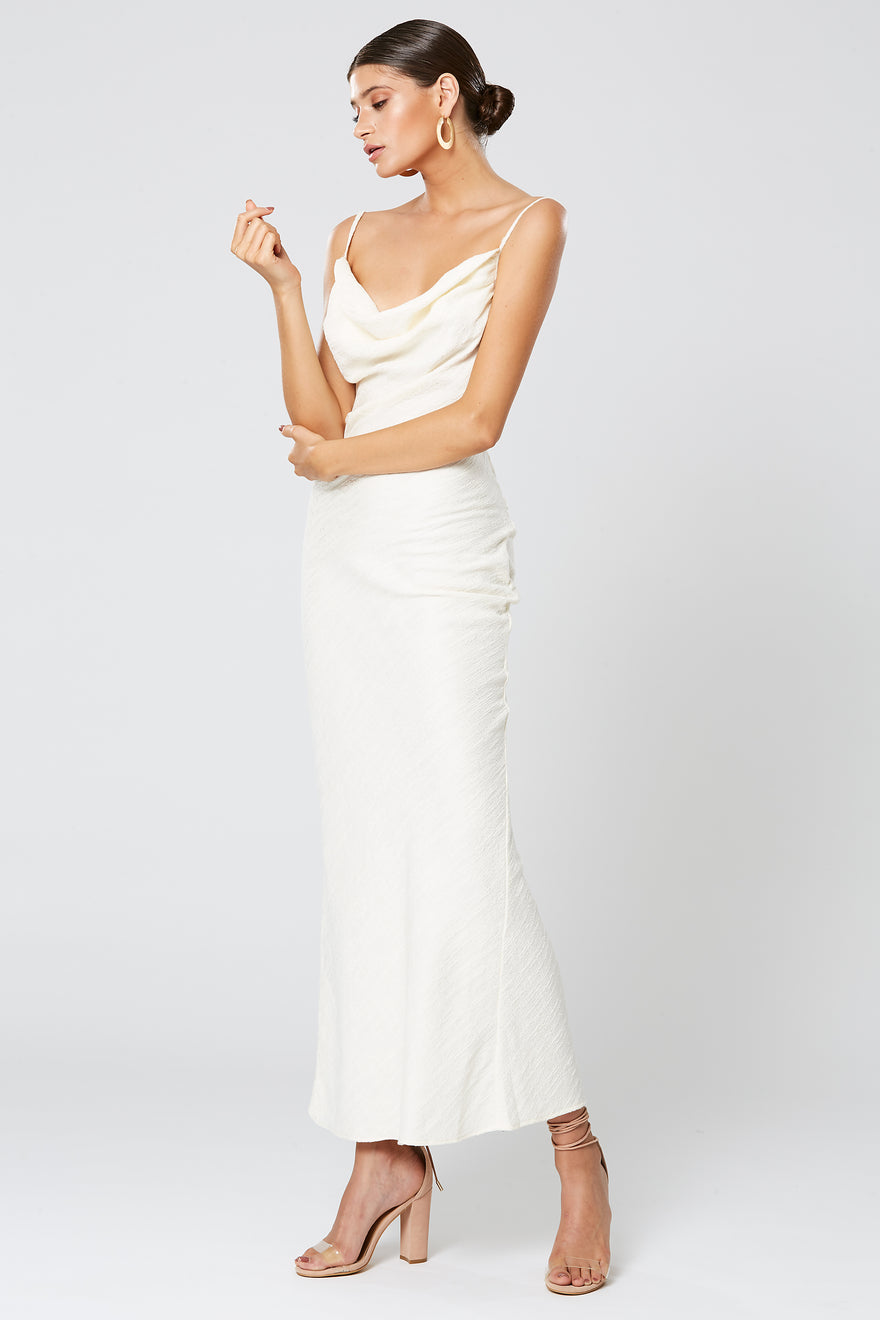Winona - Fortune Cowl Neck Maxi Dress - Ivory | All The Dresses