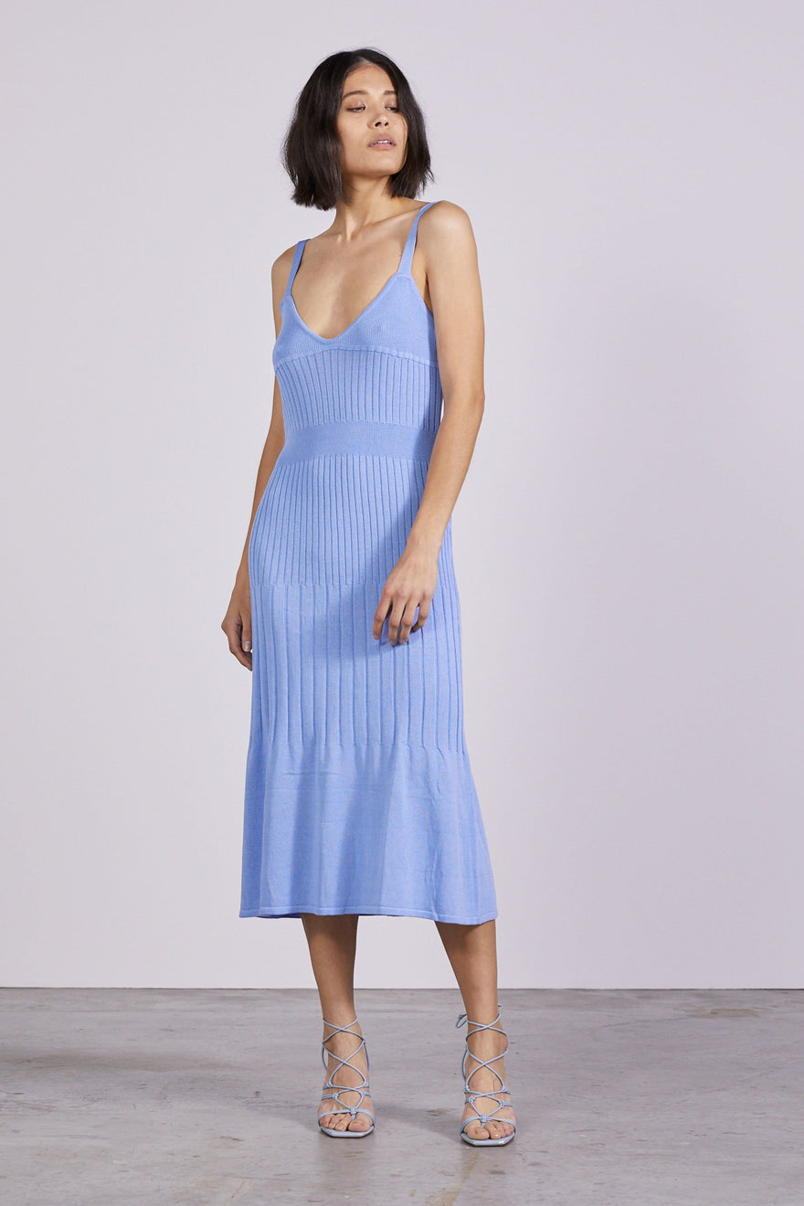 Third Form - Flare Out Knit Slip Dress - Cornflower | All The Dresses