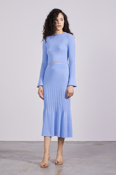 Third Form - Flare Out Knit Slip Dress - Cornflower