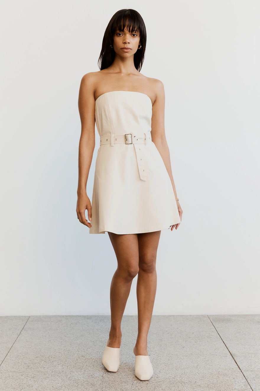 Third Form - Buckle Up Strapless Dress - Natural