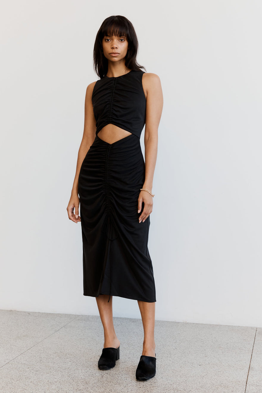 Third Form - Marble Draw In Midi Dress - Washed Black | All The Dresses