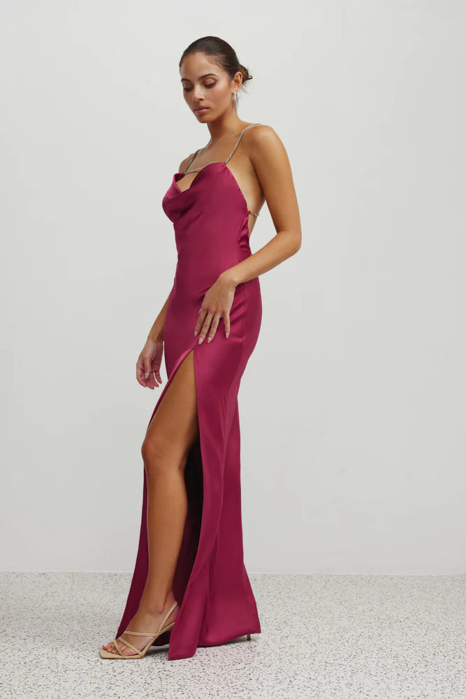 Bianca Lace Maxi Dress, Crimson