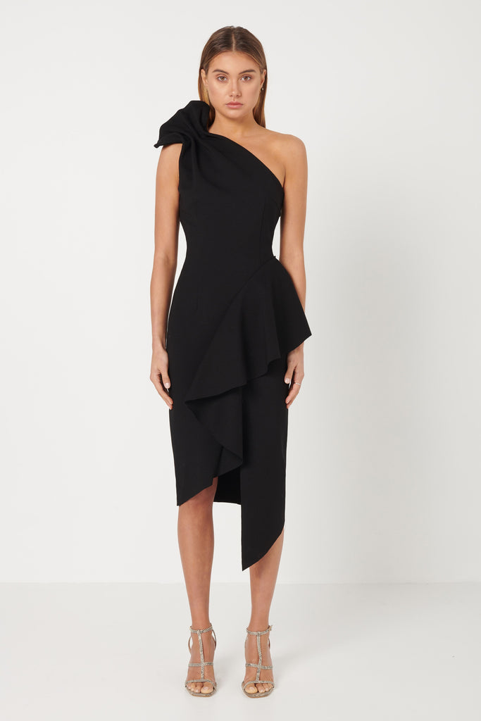 bec and bridge velours one shoulder dress