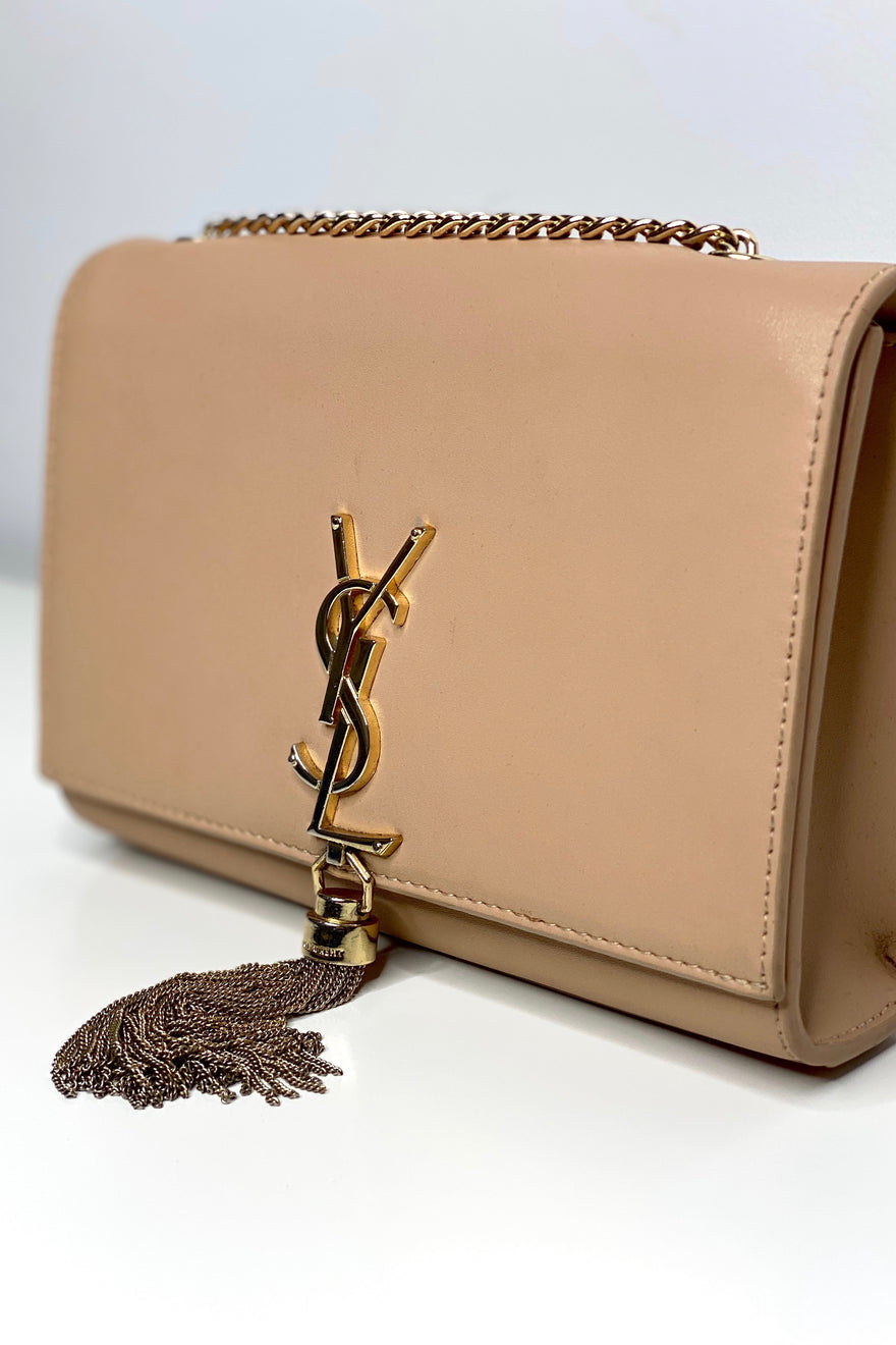 Saint Laurent Monogram Tassel Bag Nude Gold All The Dresses