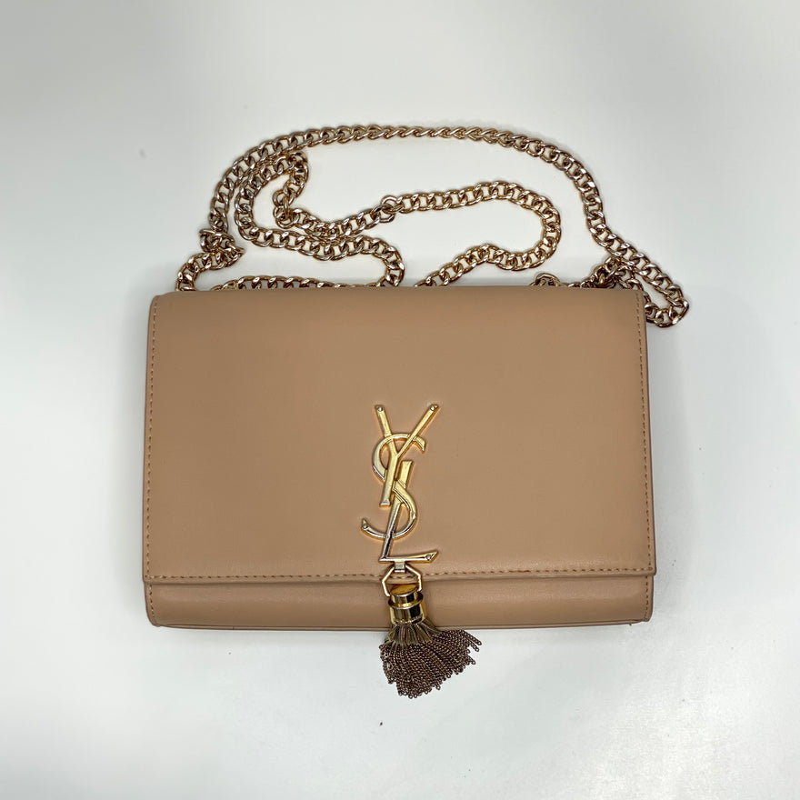 Saint Laurent Monogram Tassel Bag Nude Gold All The Dresses