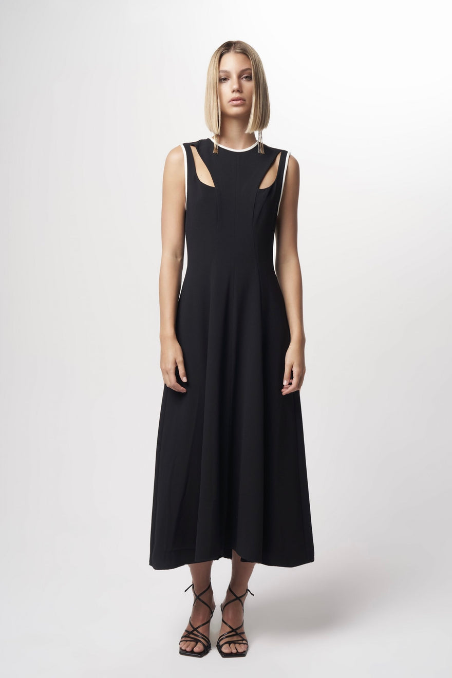 Nicola Finetti - Vera Keyhole Dress - Black/White | All The Dresses