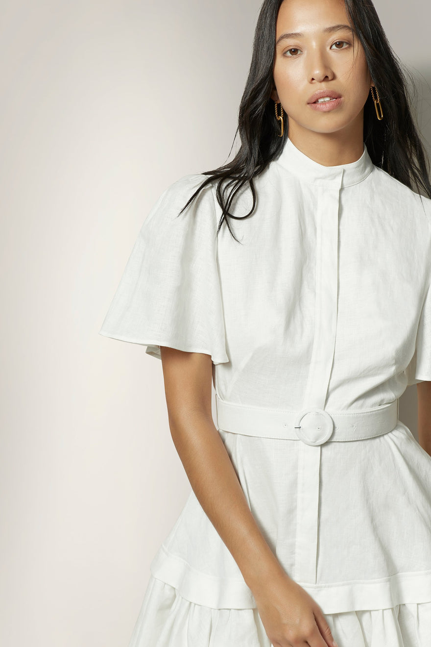 Leo Lin - Luminous Linen Shirt Dress - White | All The Dresses