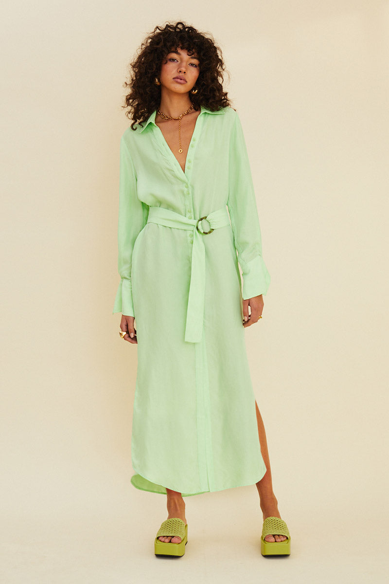 Suboo - Halley Long Sleeved Shirt Dress - Mint | All The Dresses