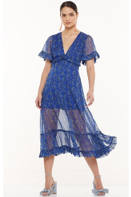 Talulah - Morning Light Midi Dress - Blue Floral | All The Dresses