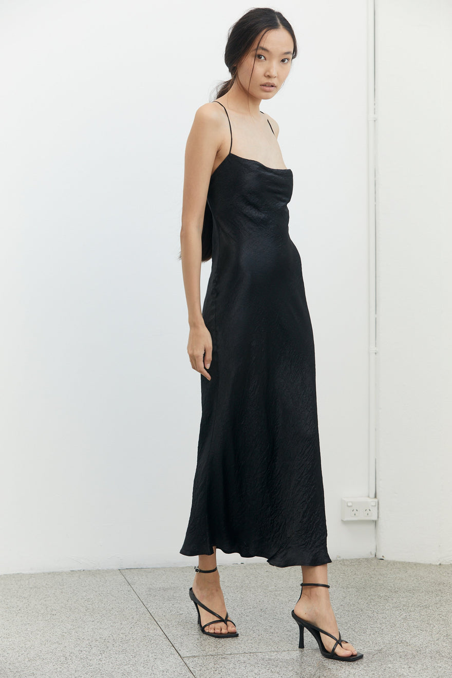 Third Form - River Bed Bias Lace Back Slip Dress - Black