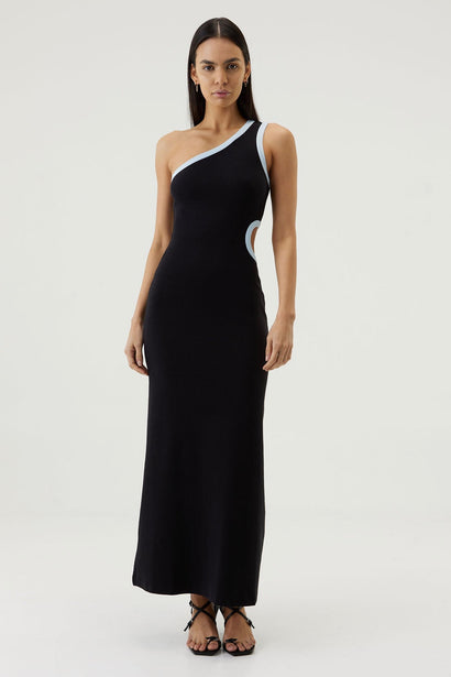 Third Form - Ring Around One Shoulder Maxi Dress - Black | All The Dresses