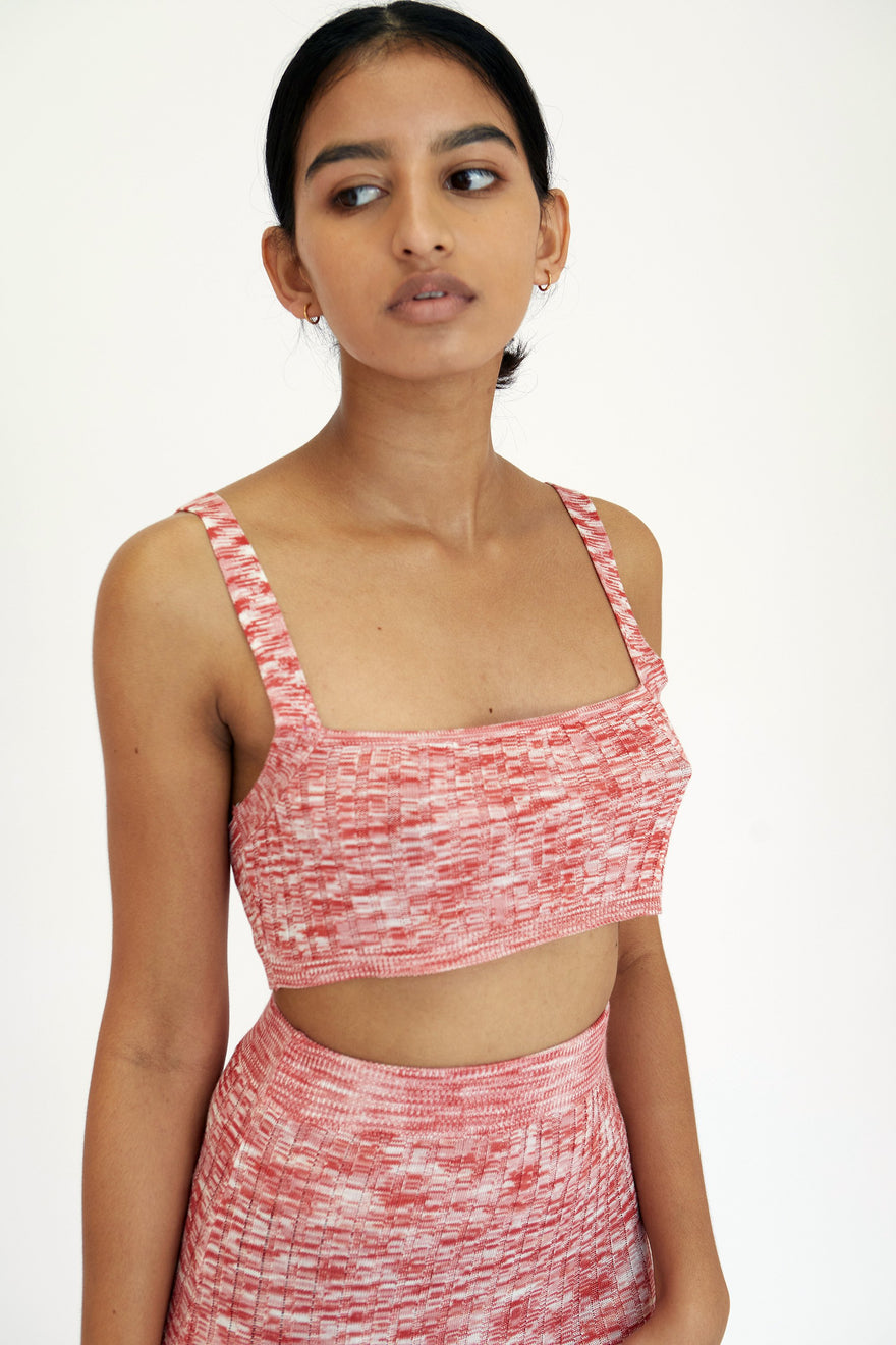 Third Form - Horizon Knit Bra-Let Top - Red to Pink