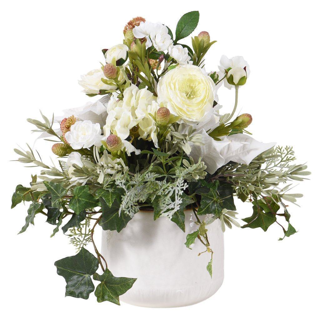 white flower arrangements for christmas