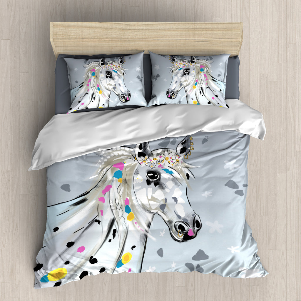 B1006 White Horse Bedding Set Anilopro