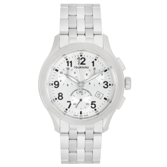 Tourneau Chronograph Chronometer Stainless Steel Silver Dial Sportgrap ...