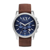 ARMANI EXCHANGE CHRONOGRAPH ROSE GOLD STAINLESS STEEL AX2508 BROWN LEATHER STRAP MEN'S WATCH - H2 Hub Watches