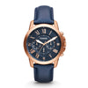 FOSSIL GRANT CHRONOGRAPH ROSE GOLD STAINLESS STEEL FS5237 BLUE LEATHER STRAP MEN'S WATCH - H2 Hub Watches