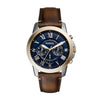 FOSSIL GRANT CHRONOGRAPH ROSE GOLD STAINLESS STEEL FS4835 BLUE LEATHER STRAP MEN'S WATCH - H2 Hub Watches