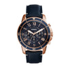 FOSSIL GRANT CHRONOGRAPH ROSE GOLD STAINLESS STEEL FS4835 BLUE LEATHER STRAP MEN'S WATCH - H2 Hub Watches