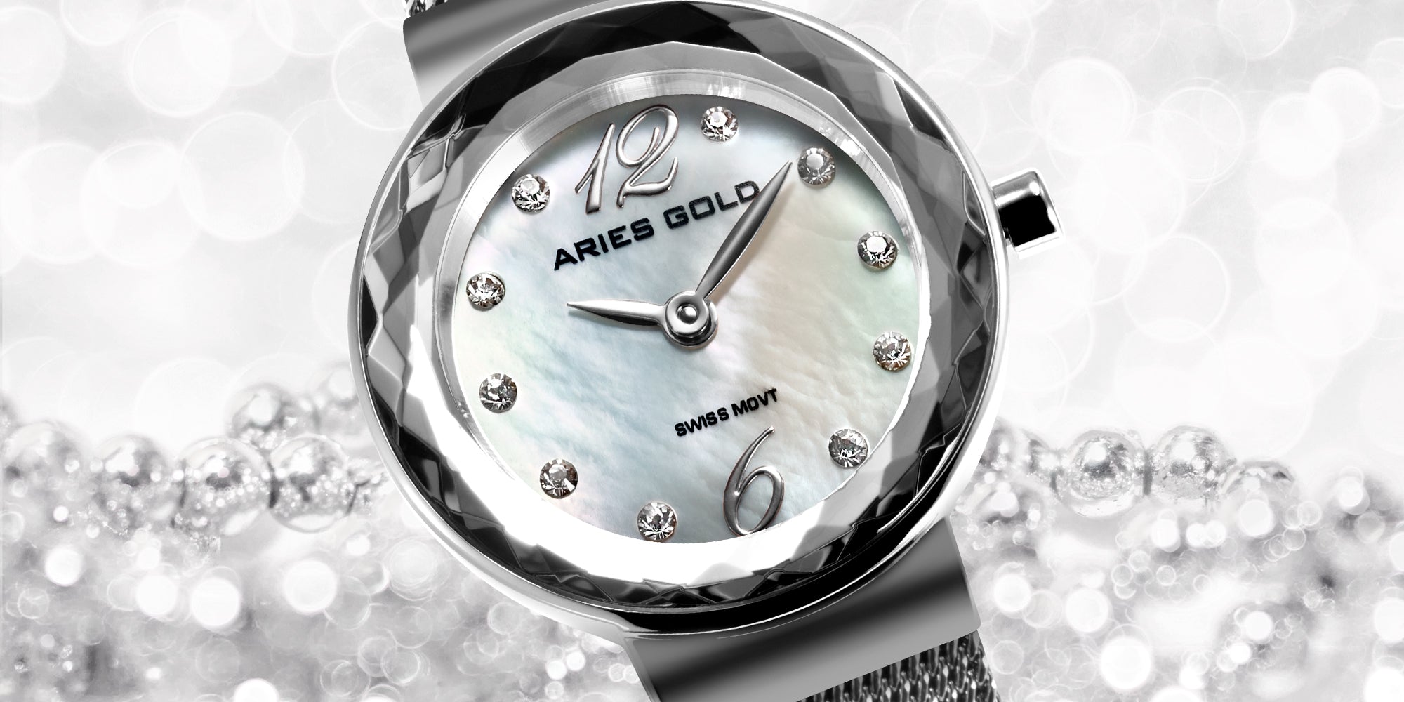 ARIES GOLD ENCHANT JEWEL L 135 S-MOP MESH STRAP WOMEN'S WATCH - H2 Hub Watches
