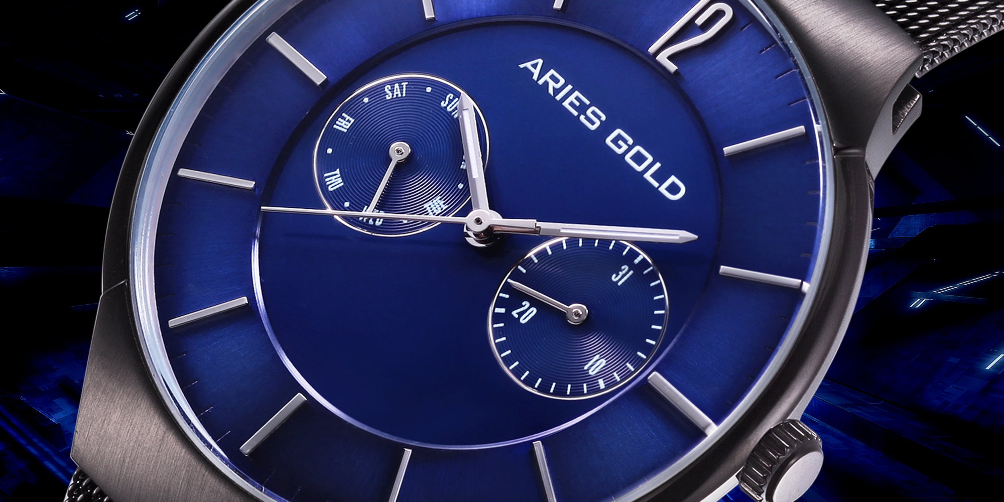 ARIES GOLD MULTIFUNCTION QUARTZ STAINLESS STEEL G 1016Z S-S MEN'S WATCH - H2 Hub Watches