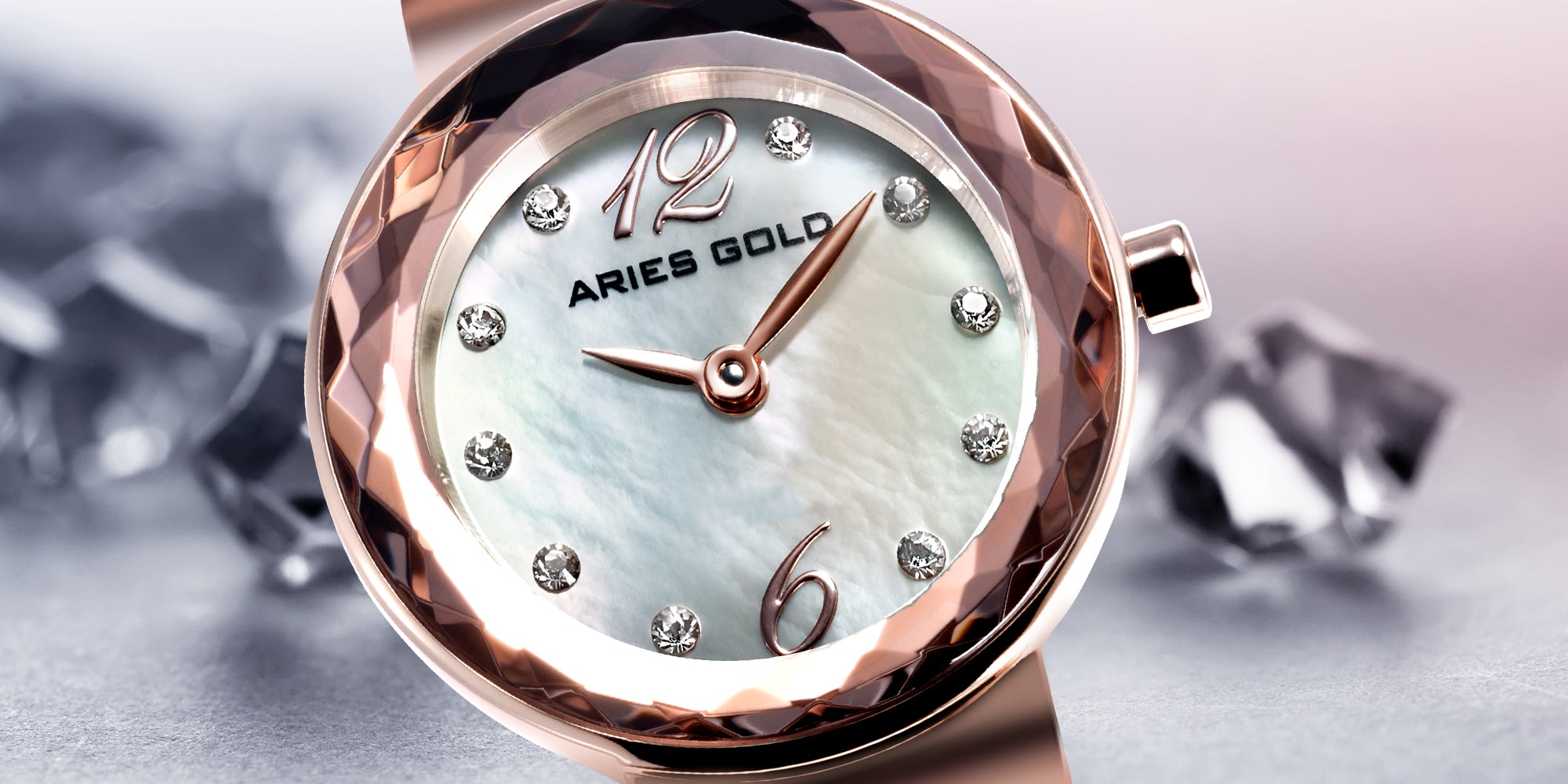 ARIES GOLD ENCHANT JEWEL COFFEE STAINLESS STEEL L 5026 CF-BKMOP MESH STRAP WOMEN'S WATCH - H2 Hub Watches