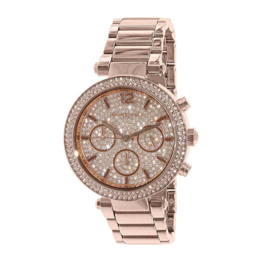 michael kors parker rose glitz chronograph ladies watch