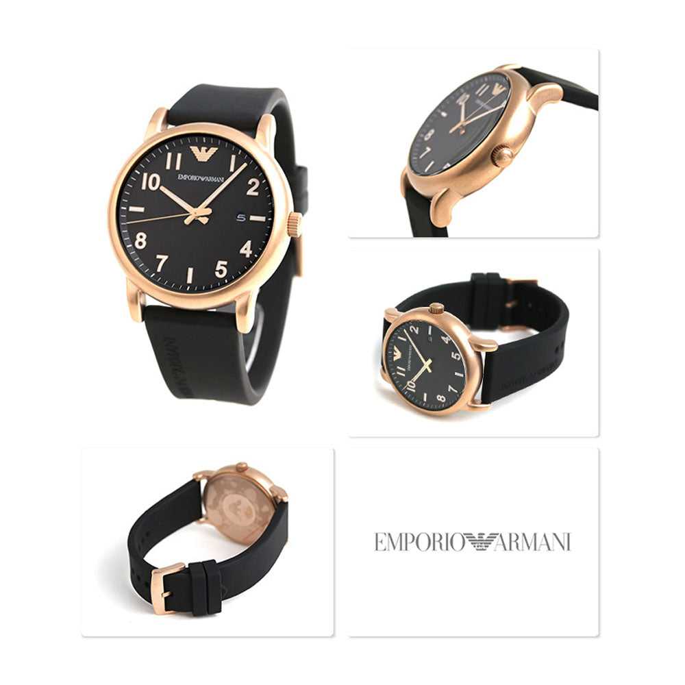 armani black rubber strap watch