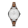 FOSSIL GEORGIA ANALOG QUARTZ SILVER STAINLESS STEEL ES2830 BROWN LEATHER STRAP WOMEN'S WATCH - H2 Hub Watches