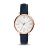 FOSSIL JACQUELINE ANALOG QUARTZ ROSE GOLD STAINLESS STEEL ES4083 BLUE LEATHER STRAP WOMEN'S WATCH - H2 Hub Watches