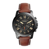 FOSSIL GRANT CHRONOGRAPH GOLD STAINLESS STEEL FS5268 MEN'S BROWN LEATHER STRAP WATCH - H2 Hub Watches