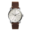 FOSSIL THE COMMUTER ANALOG QUARTZ BLACK STAINLESS STEEL FS5276 BROWN LEATHER STRAP MEN'S WATCH - H2 Hub Watches