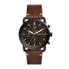 FOSSIL THE COMMUTER ANALOG QUARTZ SILVER STAINLESS STEEL FS5275 BROWN LEATHER STRAP MEN'S WATCH - H2 Hub Watches