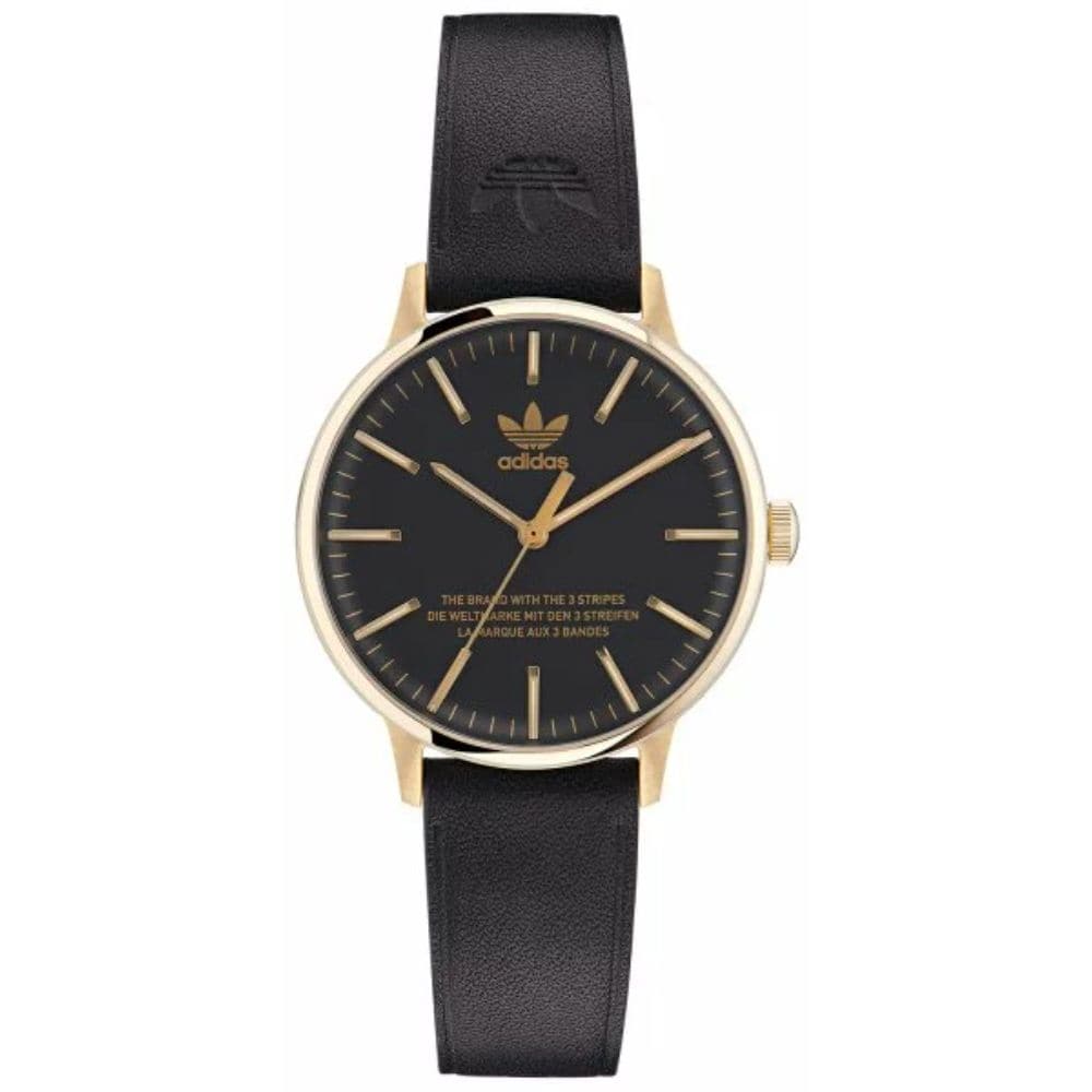 Adidas Original Black Dial Leather Strap Unisex Watch AOST23046