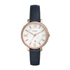 FOSSIL JACQUELINE ANALOG QUARTZ ROSE GOLD STAINLESS STEEL ES4083 BLUE LEATHER STRAP WOMEN'S WATCH - H2 Hub Watches