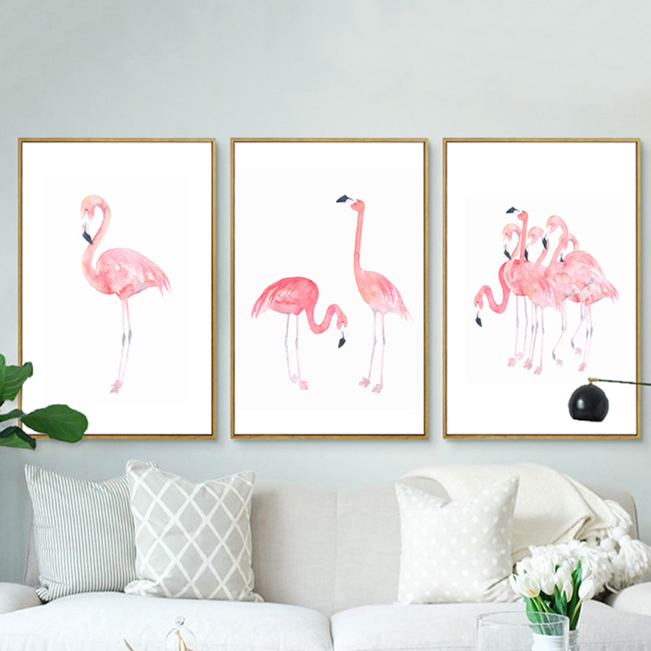 Modern Flamingos Wall Art Canvas Nordic Interior Central